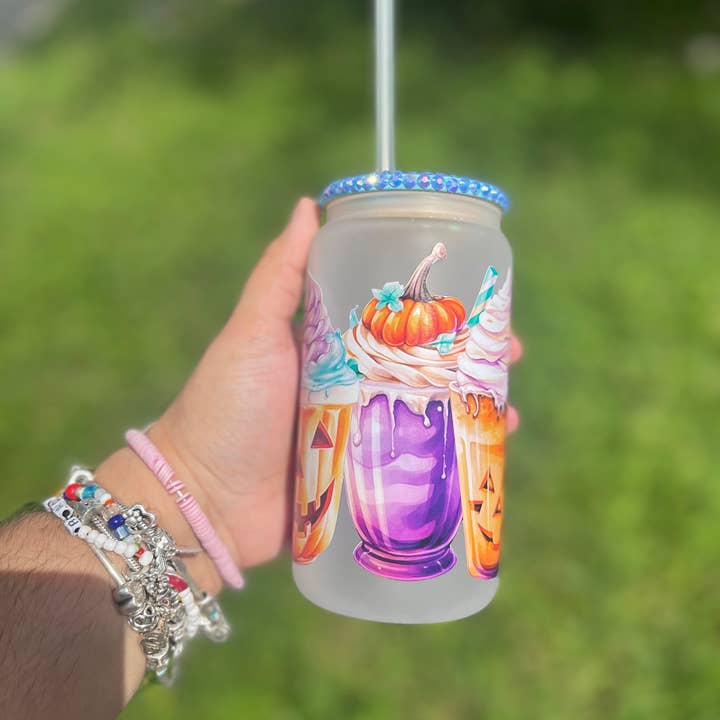 Rose Magnolias - Wholesale Drinkglas/beker - Kleurrijke pompoenen Halloween-beker4