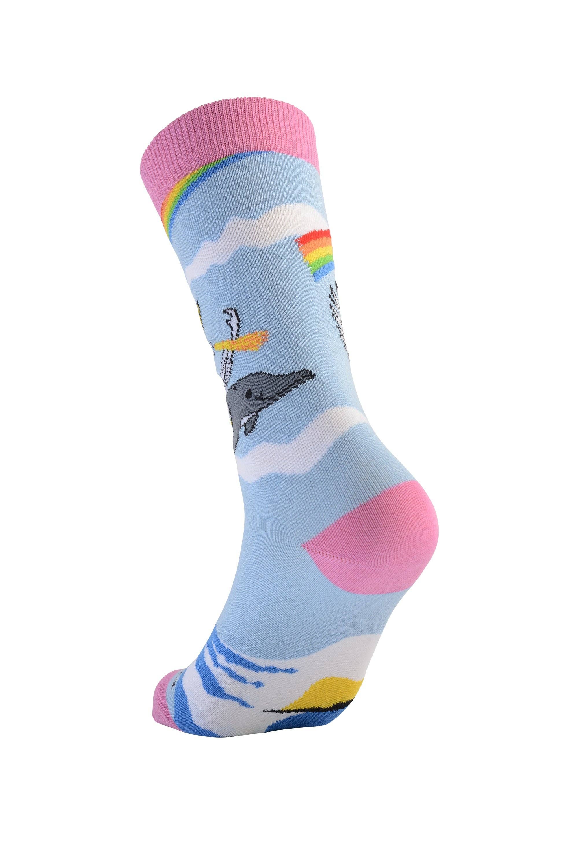 Sock Panda – wholesale Socks – Unisex – Land of Dreams Socks - Fire Breathing Unicorn on a Dolphin!6