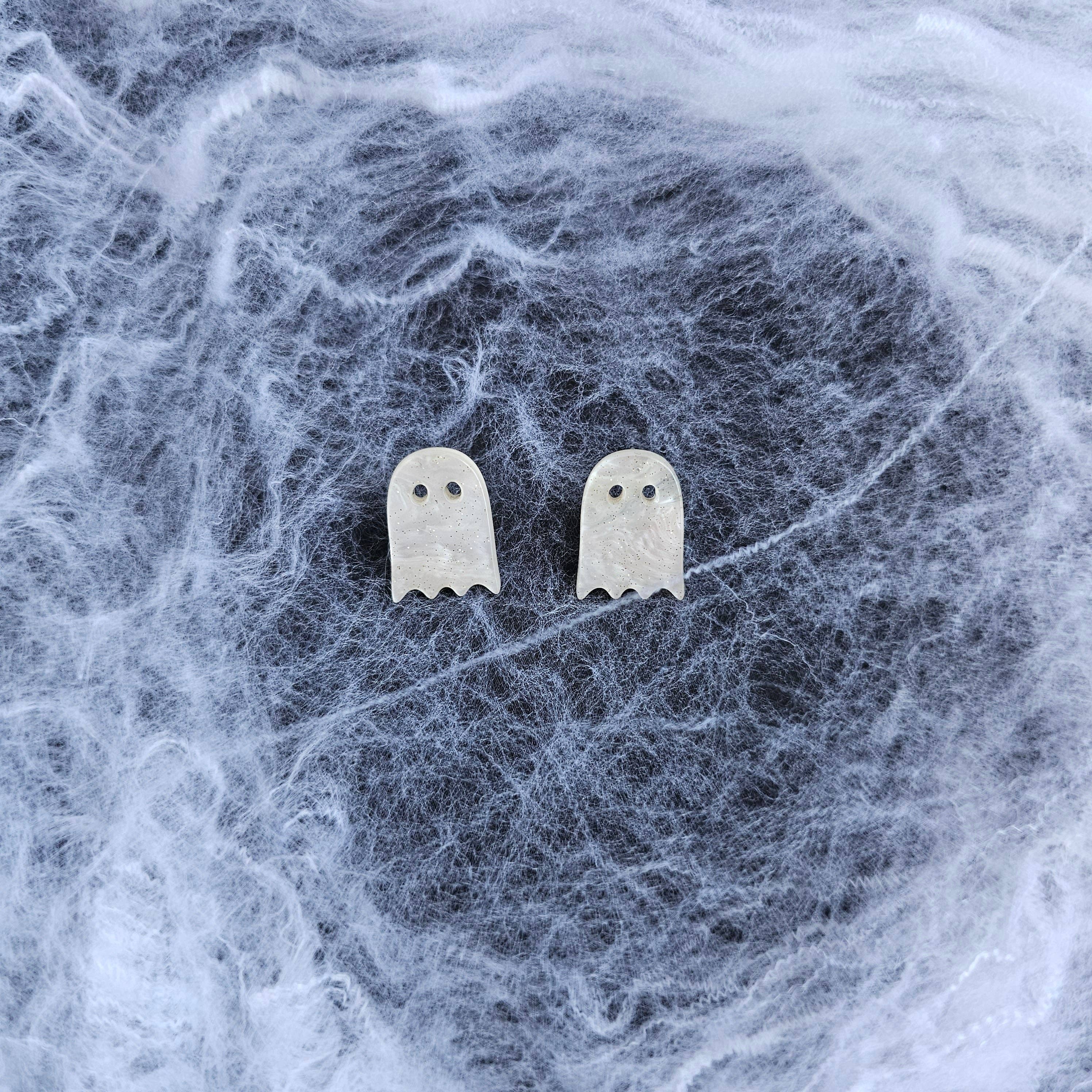 Spiffy & Splendid - Wholesale Stud/Post Earrings - Ghost Studs - White Shimmer // Jewelry, Earrings, Halloween8