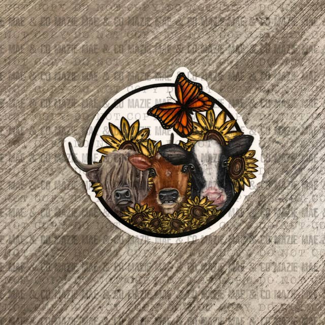 Cow Trio Sticker for wholesale by Mazie Mae & Co
