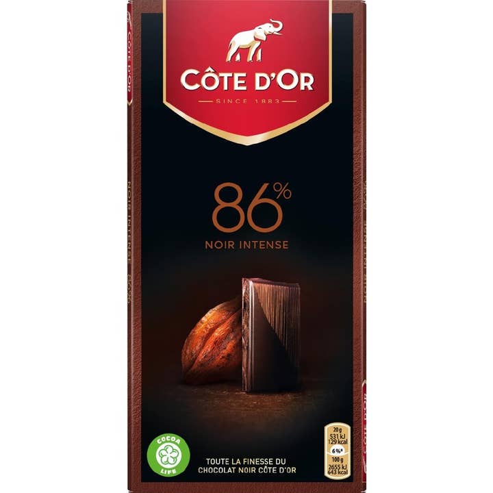 Côte D'Or Tablet Noir de Noir (dark) intense 86% cocoa, 100g for wholesale by Belgium's Chocolate Source