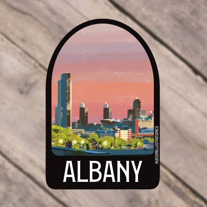 Adesivo Albany New York/Ímane/Impressão/Cartão Postal por atacado de Hudson Illustration Co - About Town Co