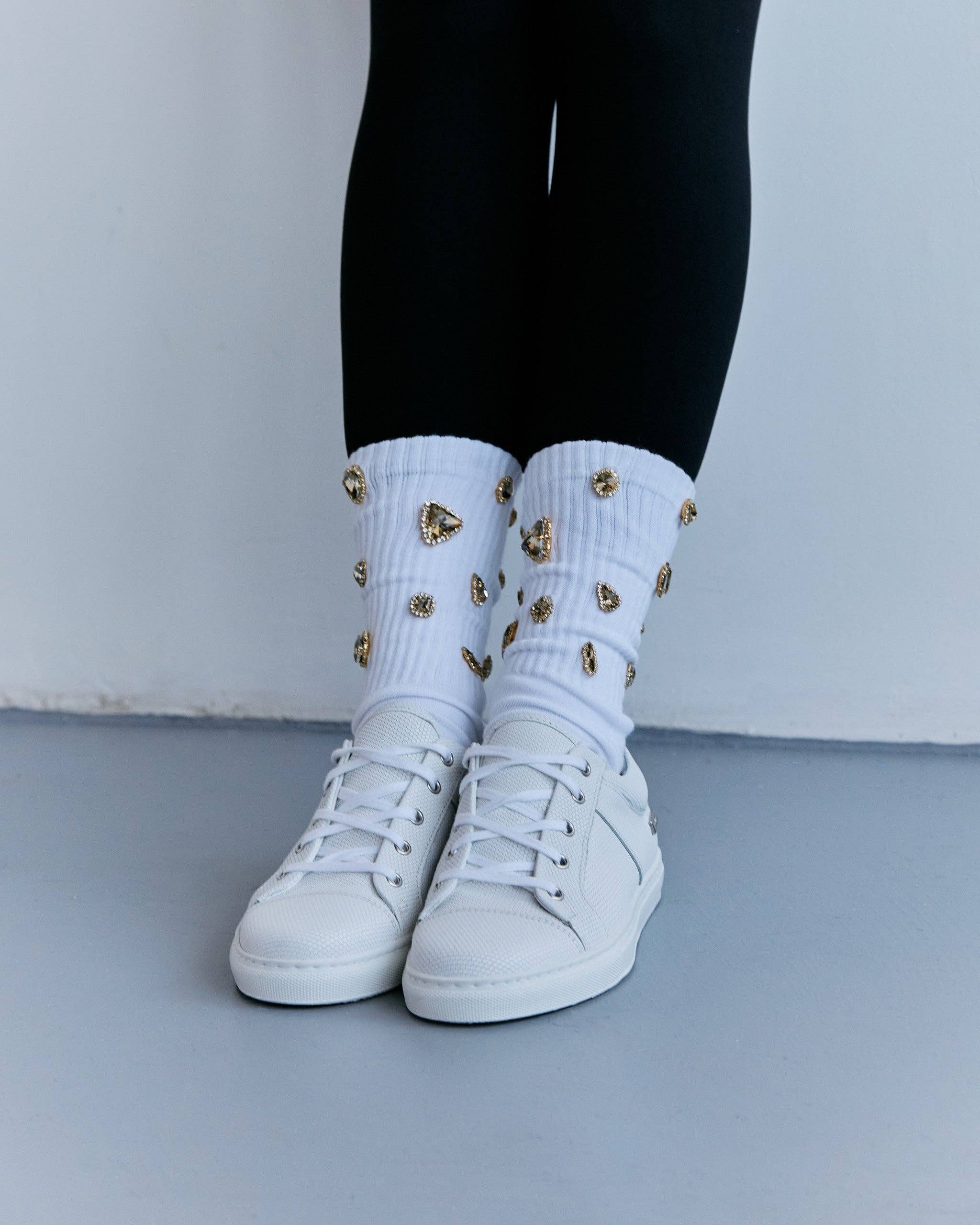 GLINTX BRAND - Wholesale Socks - Women's - Rebel Women's Socks with Champagne Crystal Rhinestones1