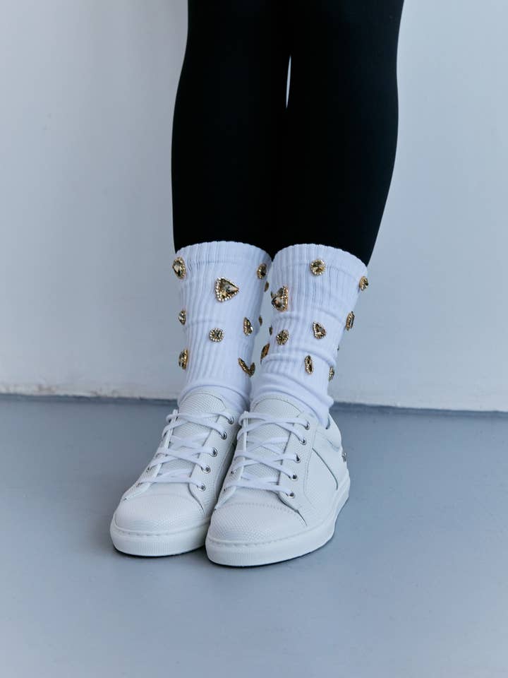 GLINTX BRAND - Wholesale Socks - Women's - Rebel Women's Socks with Champagne Crystal Rhinestones1