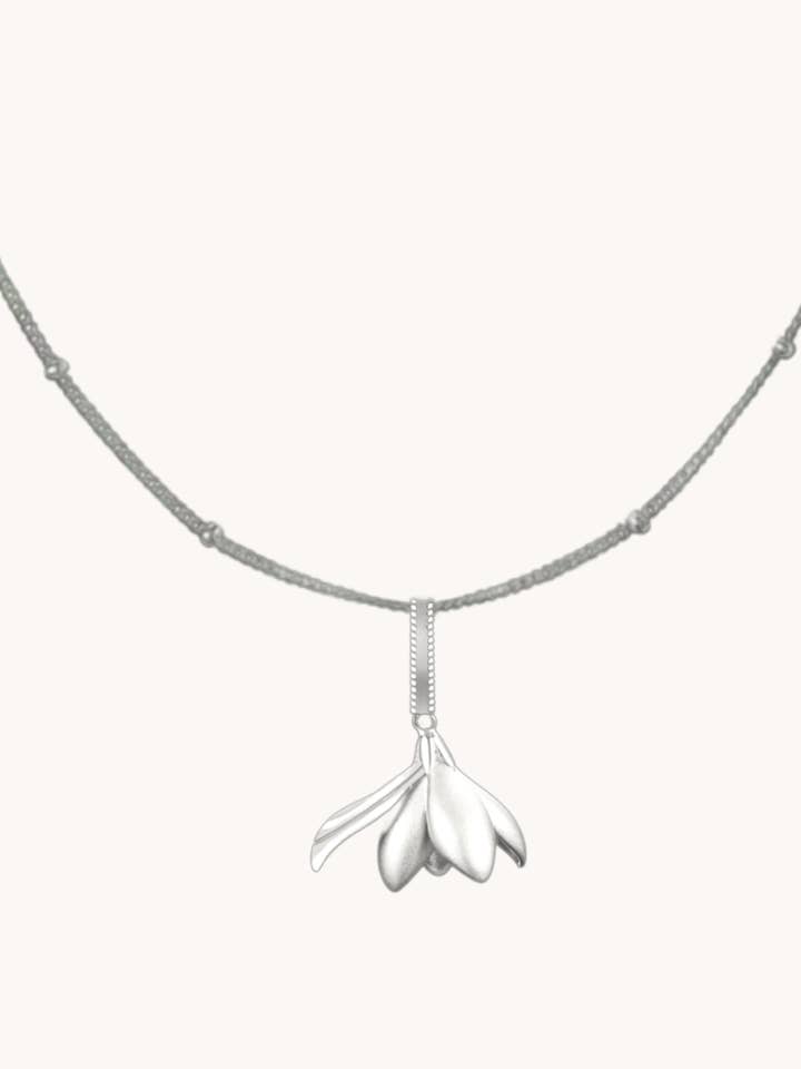 Silver Necklace Magnolia–Spring Gift for Her for wholesale by Gratinsta