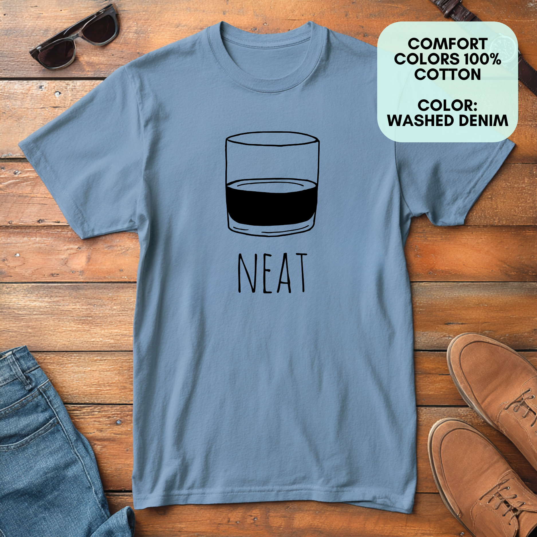 Moonlight Makers - Wholesale Screen Printed T-Shirt - Men's - Neat - Men's Tee - Liquor, Whiskey, Pun8