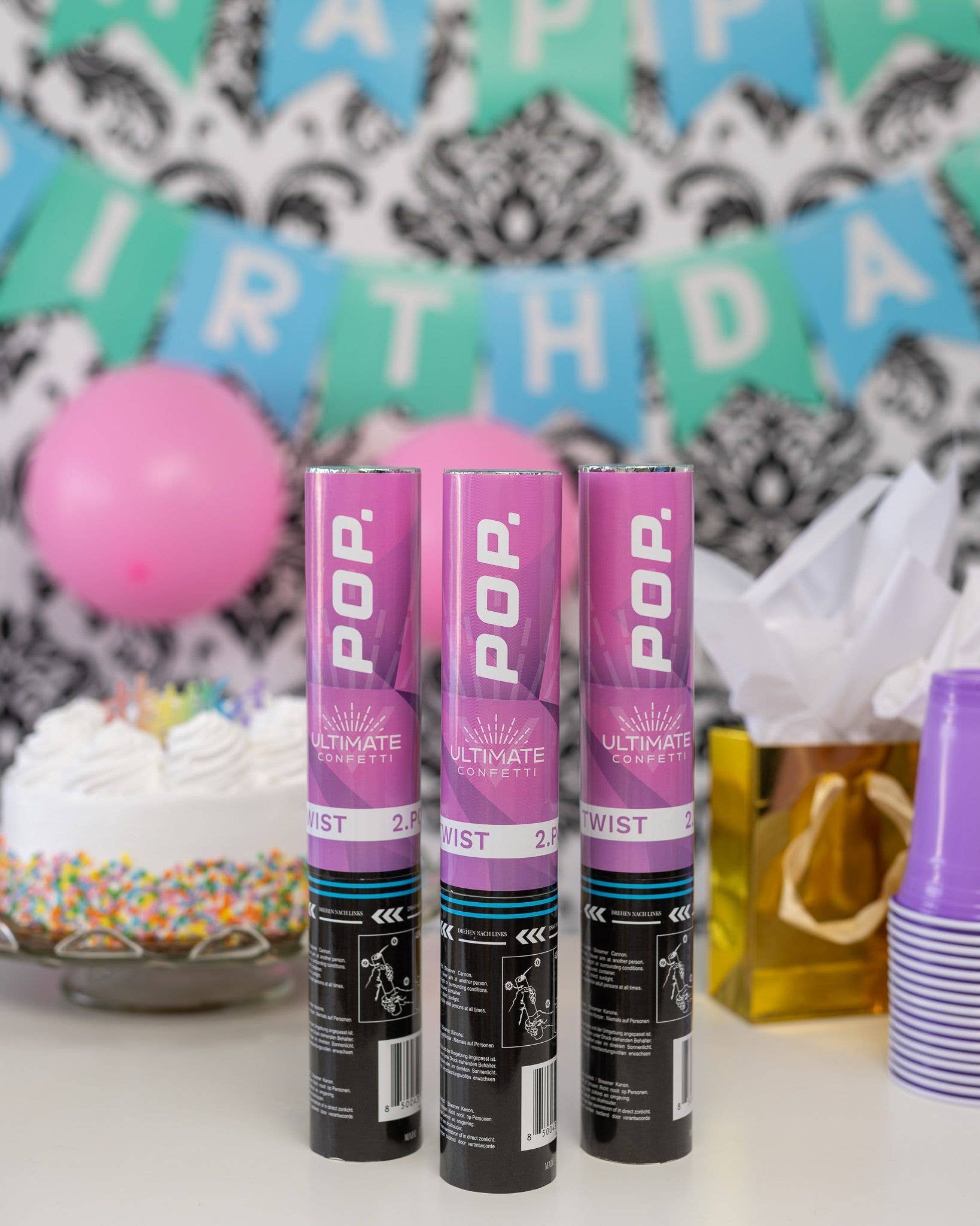 Ultimate Confetti - Wholesale Party popper - Pink Tissue - Handheld Confetti POP Cannon (12")3