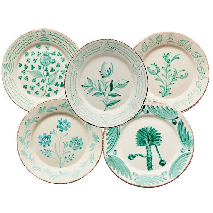Casa Nuno Green and White Dinner Plate, Assorted Set of 10 for wholesale by Erin Donahue Tice