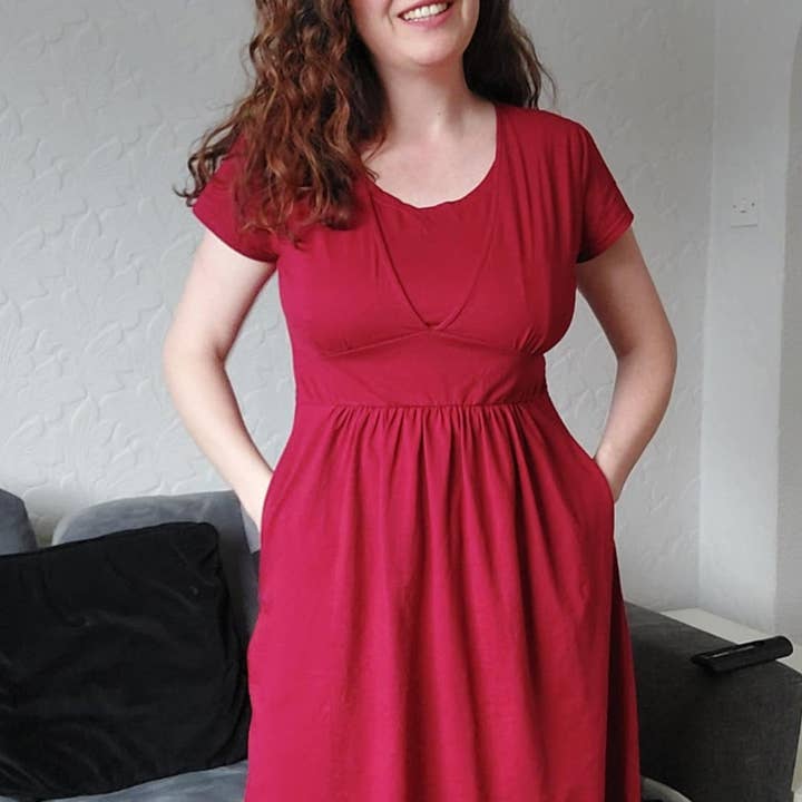 Vestido de Amamentação em Algodão Vermelho Borgonha por atacado de Stylish Collective
