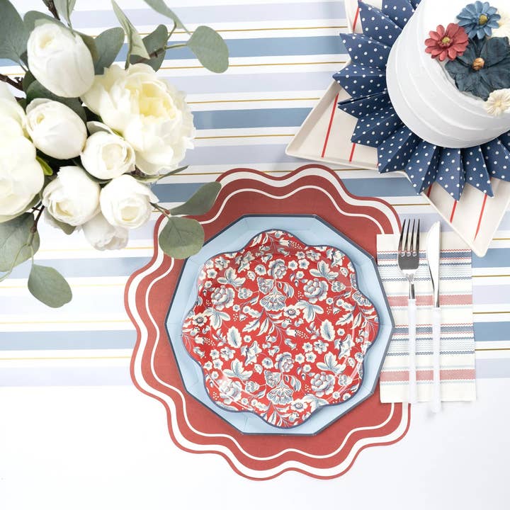 Gatherings by Curated Paperie – wholesale Engångsduk – Blårandig bordsduk löpare5