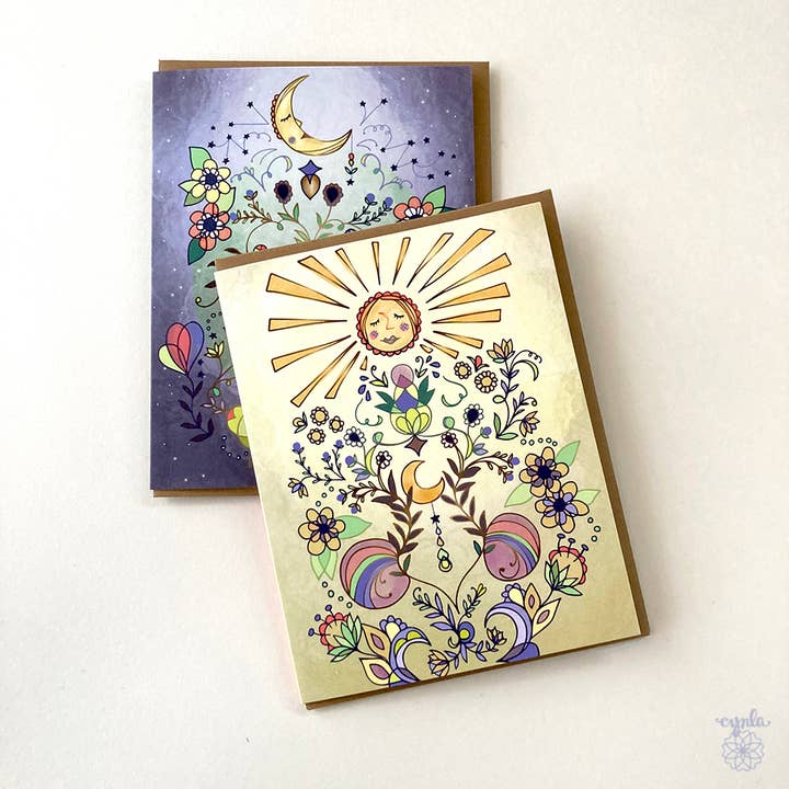 Cynla - Venta al por mayor Tarjetas de cumpleaños - Tarjeta de felicitación Moon Glow, tarjeta de cumpleaños con forma de luna en blanco, mística3