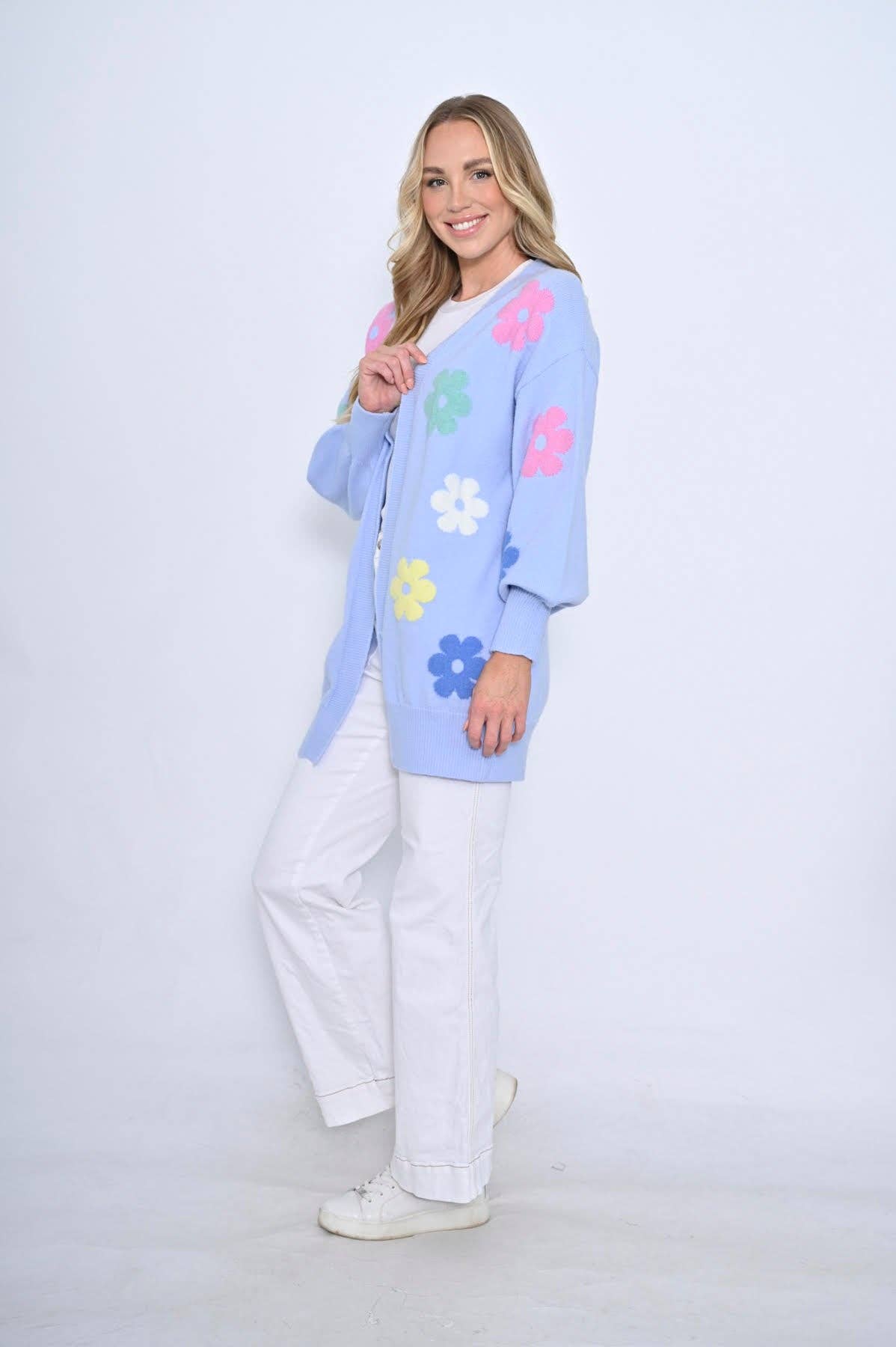 Stellino – wholesale Kofta - Dam – Daisy Love Stickad Cardi | Blå4