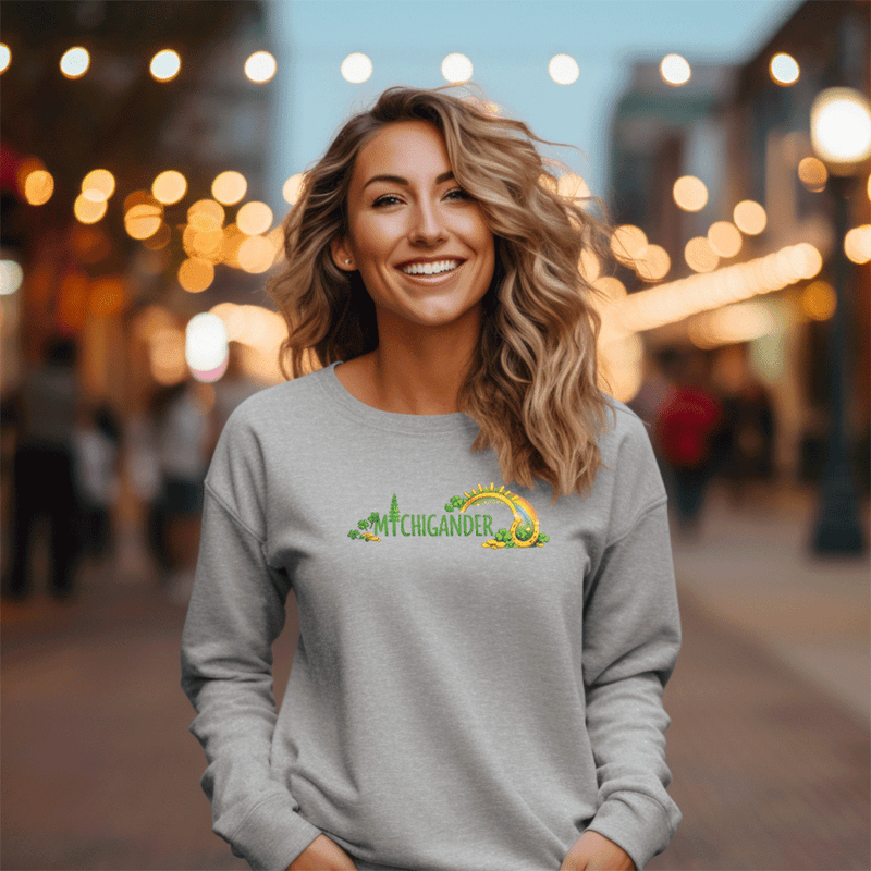 LIVNFRESH - Wholesale Graphic Sweatshirt - Women's - Lucky Michigander Relaxed Fit Classic Crew Unisex Sweatshirt3