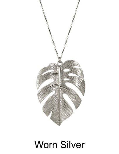 TheTizana - Wholesale Pendant/Charm Necklace - Monstera Tropical Plant Leaf Necklace (Worn Gold or Silver)
1