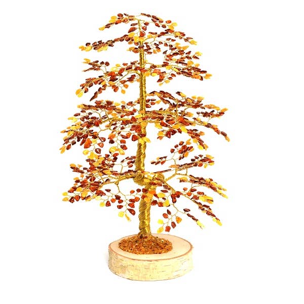 Baum des Glücks 40 cm in Bernstein (1008 Blütenblätter) und Birke für den Großhandel von OPALOOK France