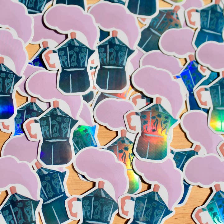 Claspy Creates - Wholesale Sticker - Moka Pot Holographic Vinyl Sticker2