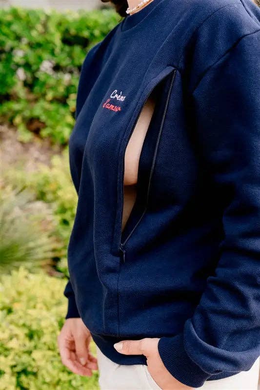 Limky – Sweatshirt - Mulher por atacado – Camisola de Gravidez e Amamentação "Creme de Amor" (Azul-Marinho)1