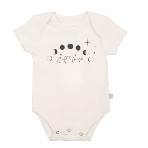 Default baby graphic organic bodysuit | Celestial just a phase for wholesale on Faire
