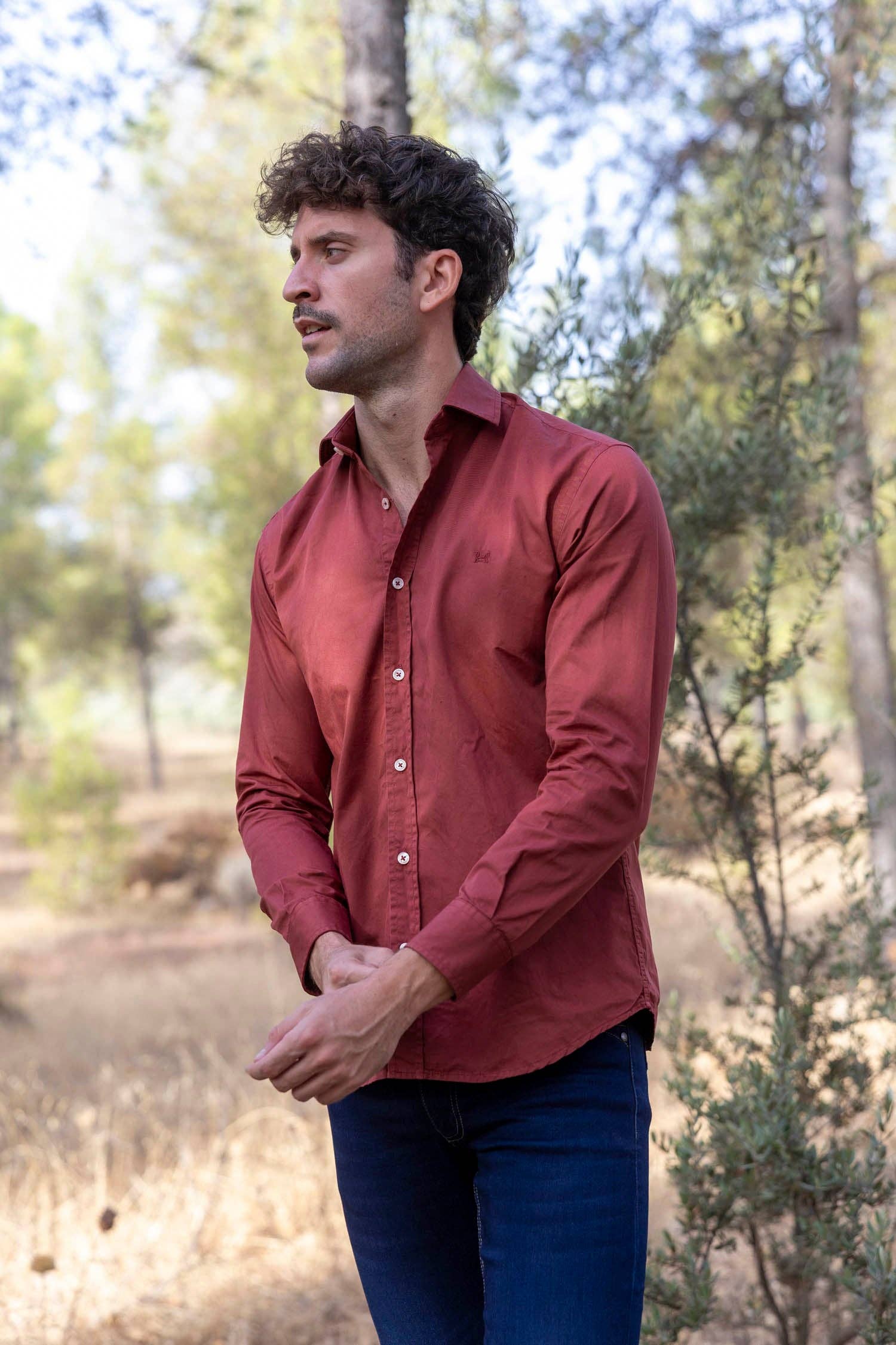 Custi Mikelo: Men's Clothing & Christmas Gifts - Venta al por mayor Camisa con botones - Hombre - Camisa Lavada Algodón Teja | Salinas1