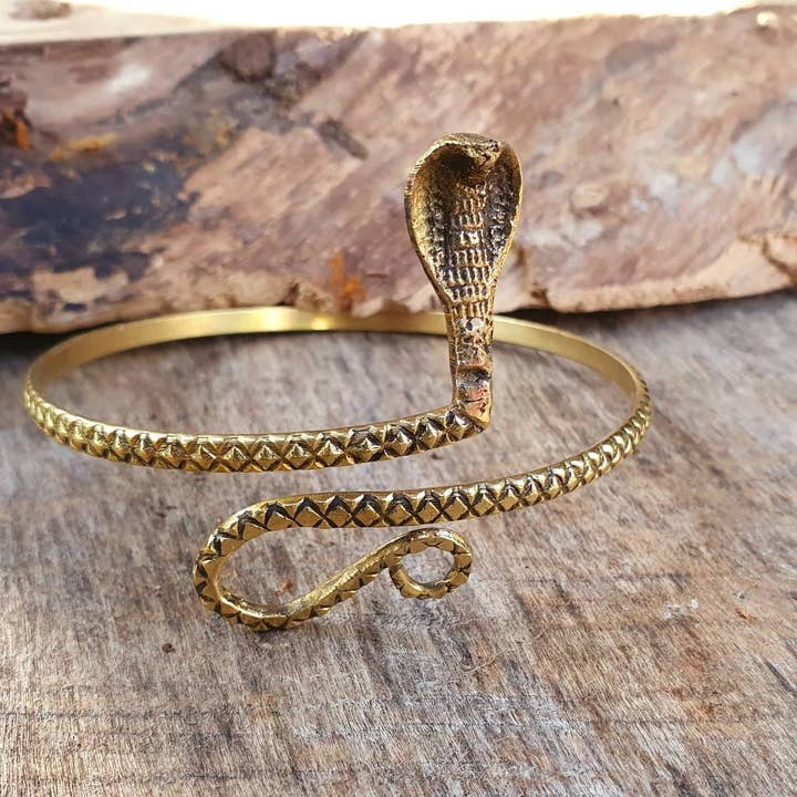 Snake Arm Bracelet / Brass / Boho / Tribal / Spiral / Bangle/ Ethnic / Rustic / Bohemian / Hippie / Body jewellery / Psy / Adjustable for wholesale by Kaali Boutique