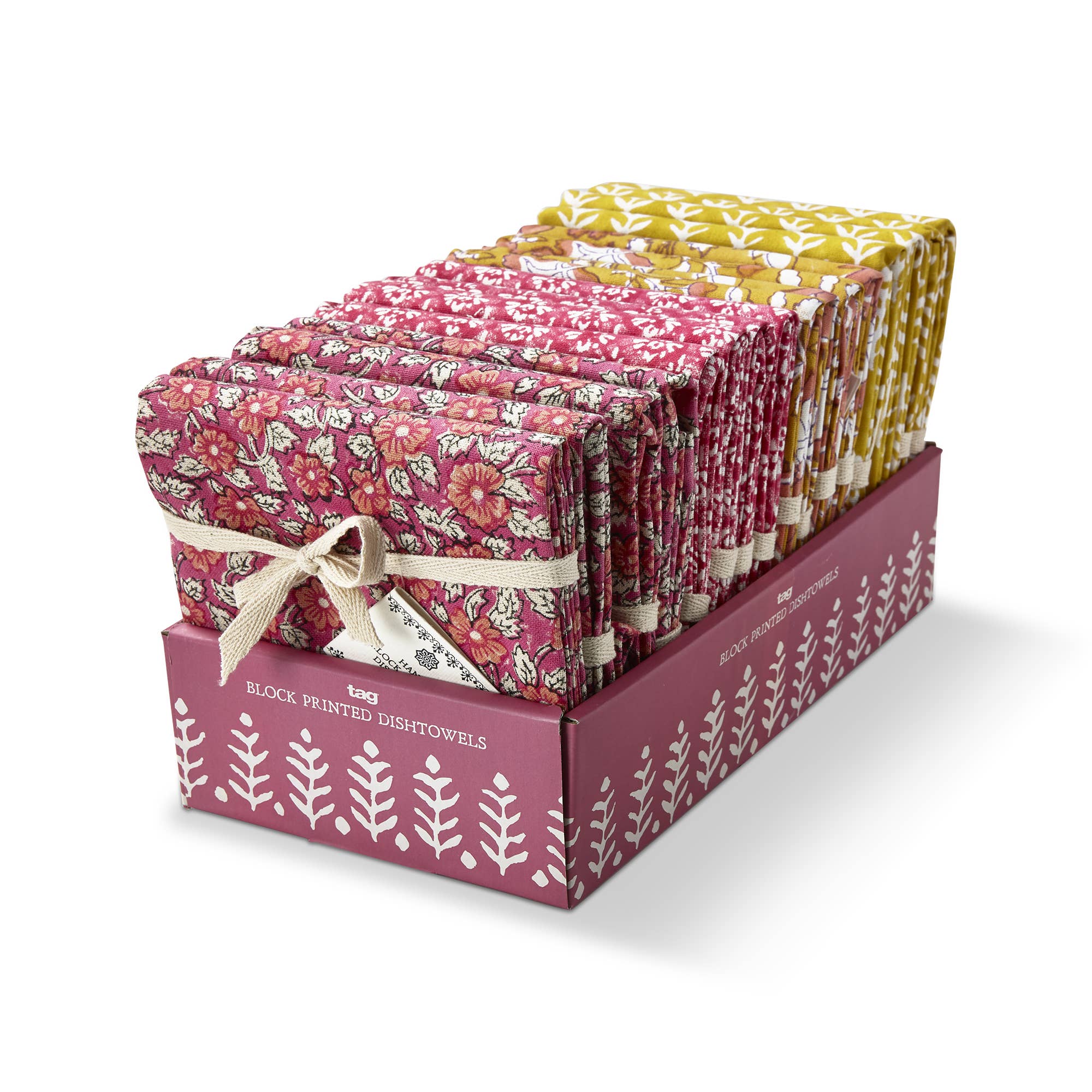 Emma Block Print Dishtowel Cud 16 Multi Cotton Spring for wholesale on Faire0