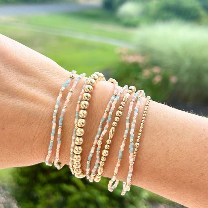Back Bay Bead Company - Wholesale Beaded Bracelet - Stretchy Colorful Jewelry Beaded Bracelets Gold Fill Gift