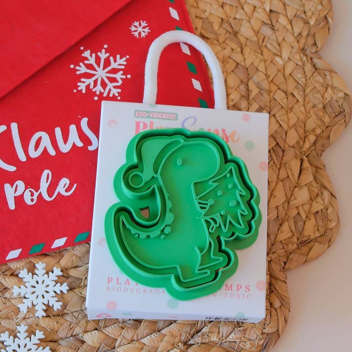 Tampon de pâte à modeler écologique | Noël | T-Rex festif pour la vente par Play Sense