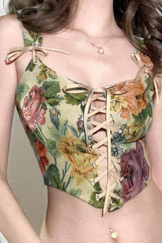 Fashion Combination - Wholesale Blouse - Women's - floral corset tank top8