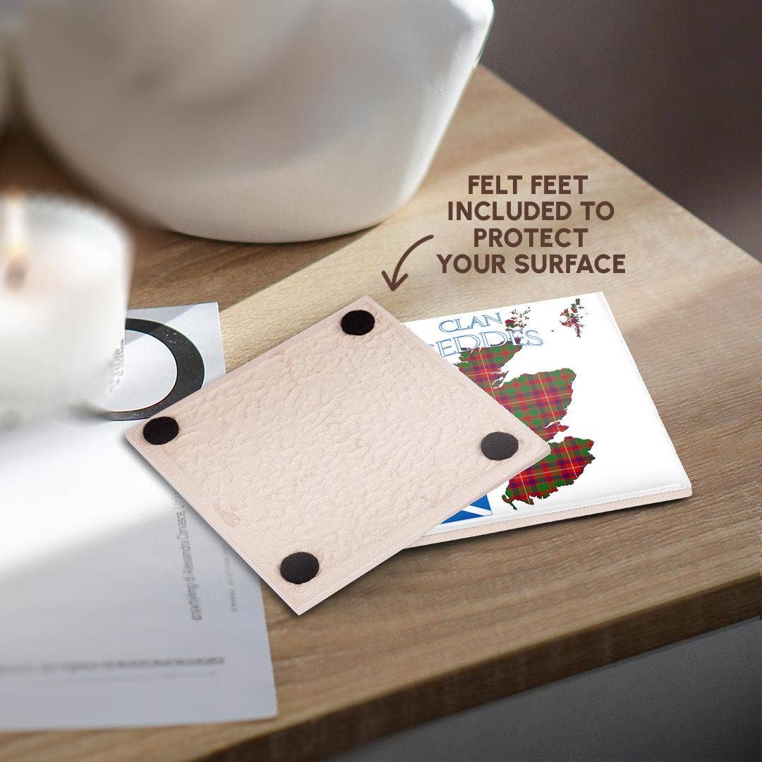 3dRose - Vendita all'ingrosso Sottobicchiere - 3dRose, Contorno della Scozia con il tartan del clan familiare Geddes., Sottobicchiere3