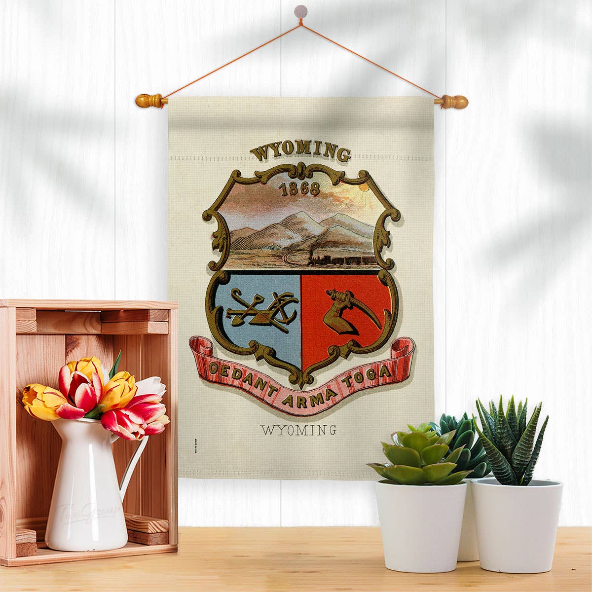 Two Group Flag Co – wholesale Flagga – Flagga vapensköld Wyoming stater USA Us Historiska Garden House2