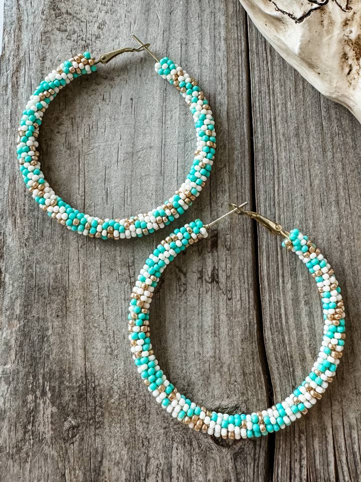 Boucles d'oreilles Hoop Stone Chip - Boucles d'oreilles western pour la vente par Boho Ranch Shop