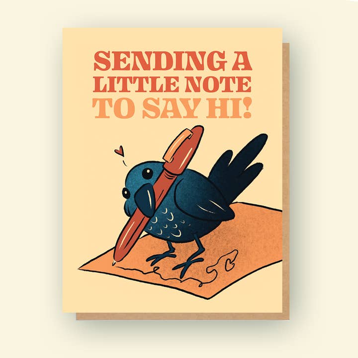 Carte : Je t'envoie un petit mot pour te dire bonjour ! pour la vente par Corrie Liotta Illustration