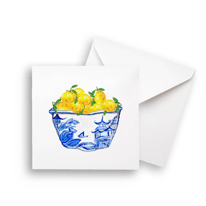 French Graffiti - Wholesale Tea Towel - Blue & White Bowl with Lemons