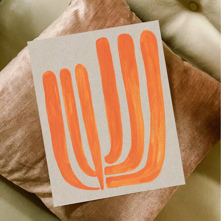 Moderner abstrakter Kunstdruck „The Fork“, Orange für den Großhandel von Honora Papers