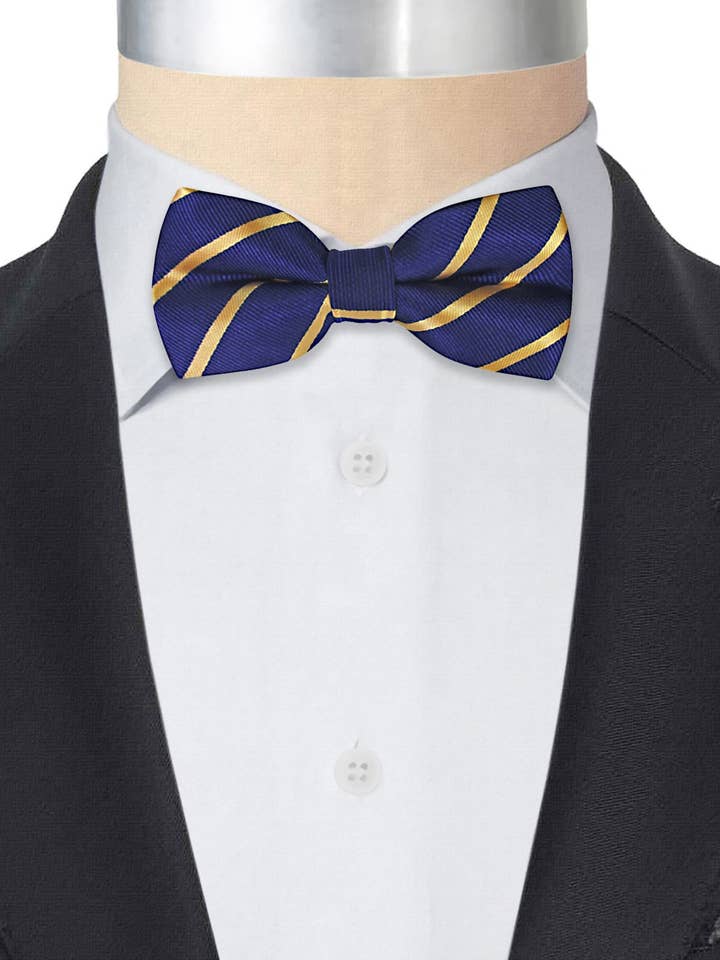 NŒUD PAPILLON BLEU ROI À RAYURES DORÉES pour la vente par Josvil