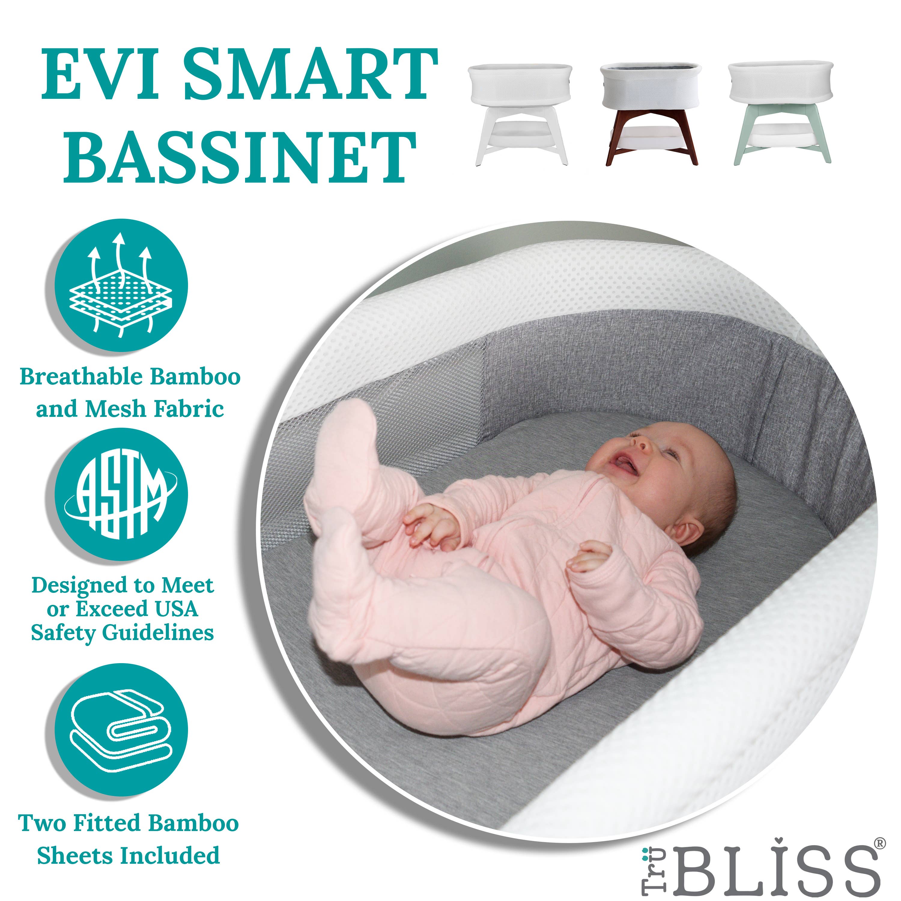 TruBliss Baby - Vente Berceau – bébé - Berceau EVI SMART7