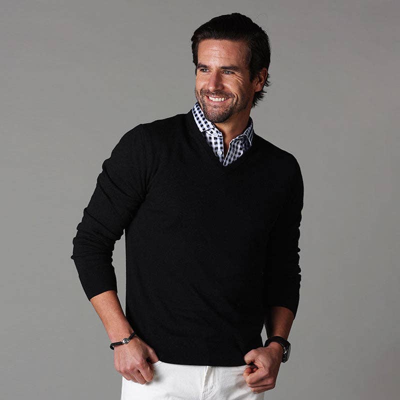 Collars & Co. - Wholesale Polo - Men's - Semi-Spread Collar Polo Black Gingham1