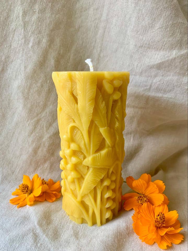 100% Beeswax Pillar Candle - Lily Of the Valley for wholesale by Buzz In The Hills