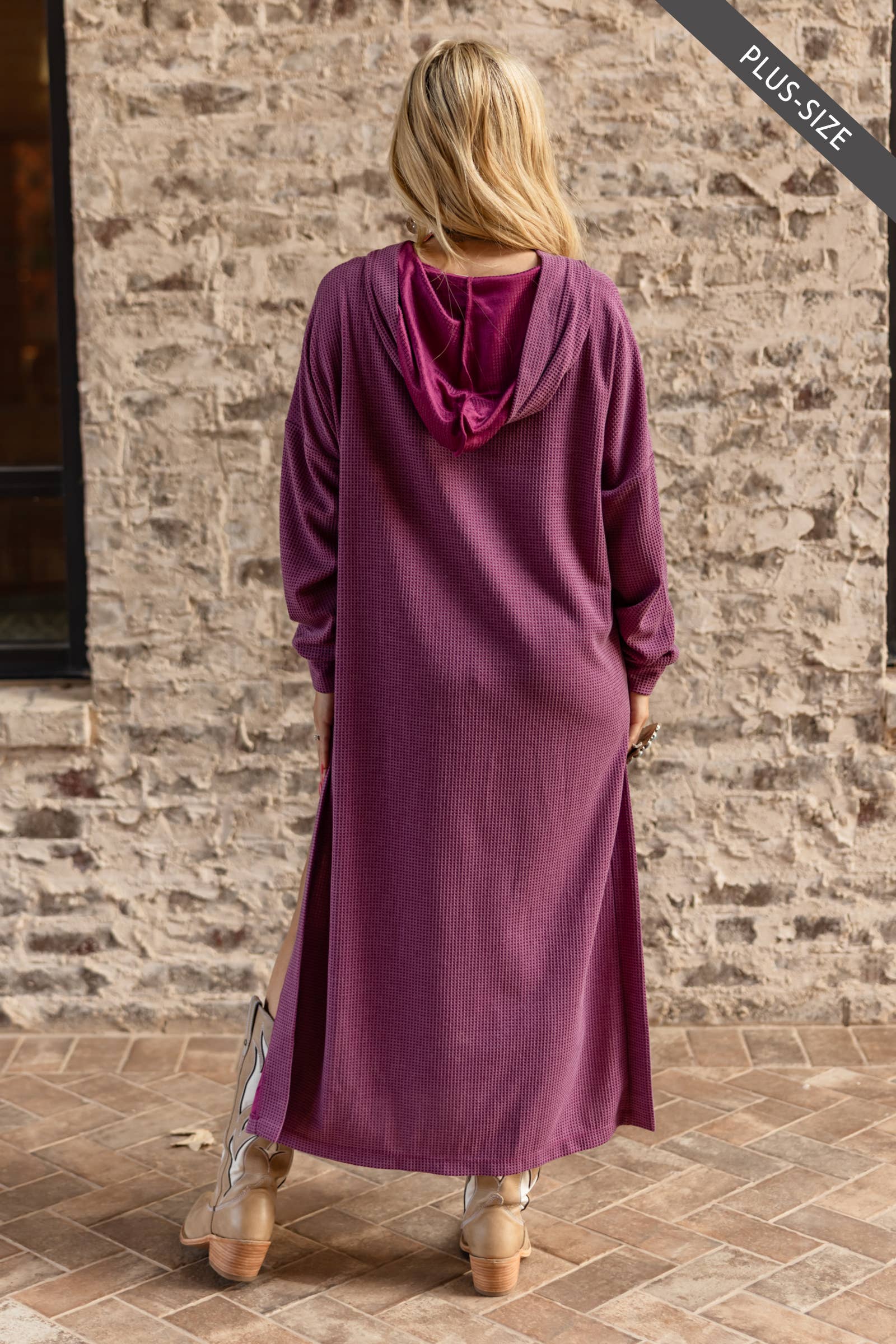 Dear Scarlett - Wholesale Dress - Women's - PLUS SIZE Waffle Knit Thermal Duster20