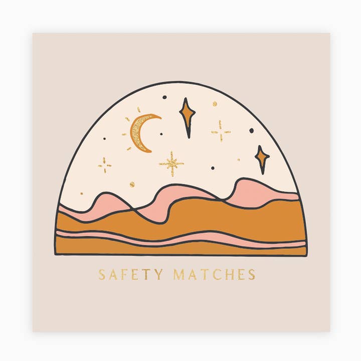 Caja de fósforos decorativa: diseño bohemio del desierto con lámina dorada para venta al por mayor de Frankie & Claude