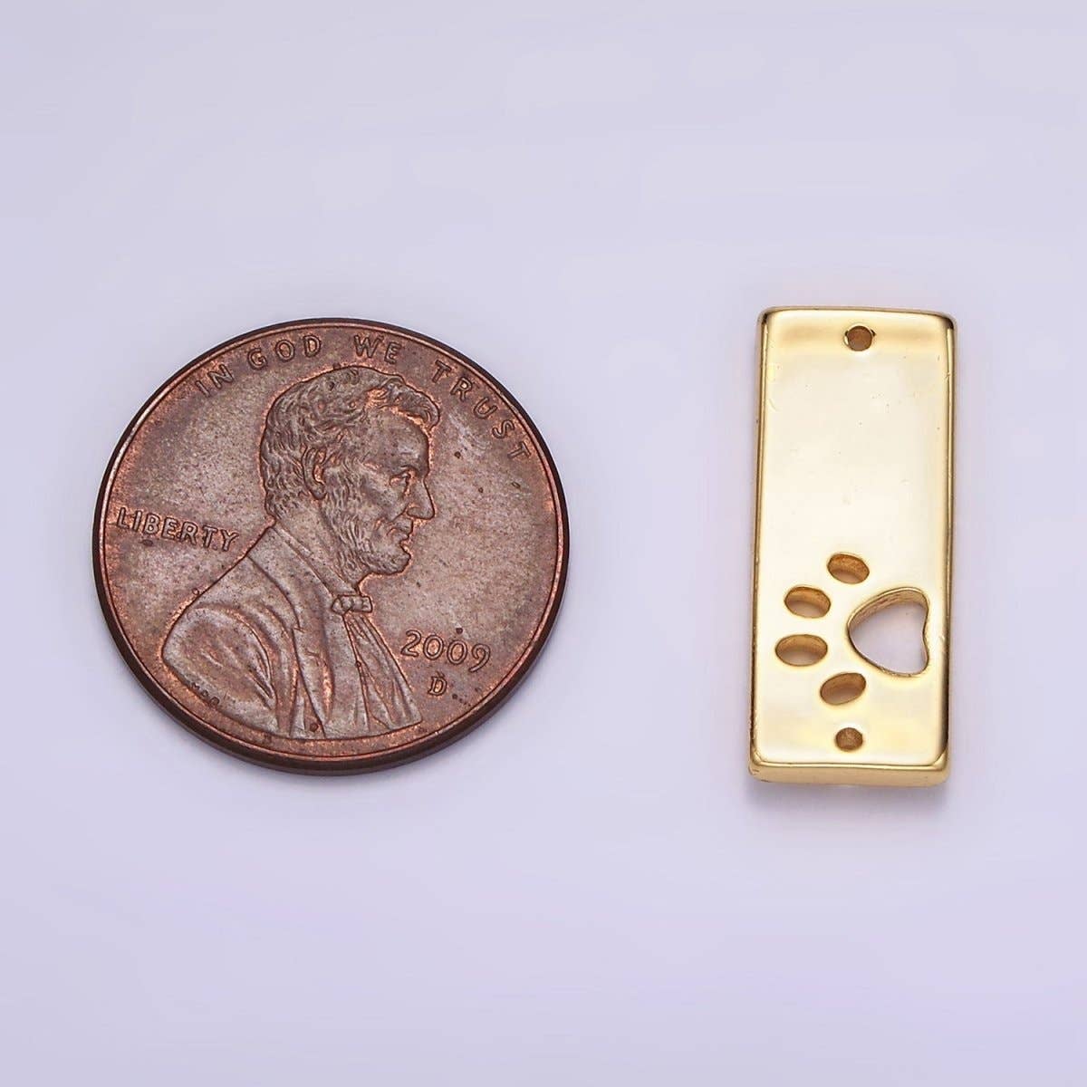 Aim Eternal - Wholesale Pet Identification Tag - Cat/Dog - 24K Gold Filled Open Pawprint Pet Animal 8mm Rectangular Tag Connector | G8062