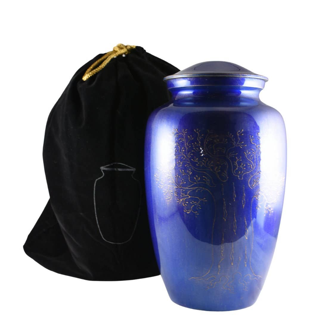 Plutus imports - Wholesale Urn - Large Hand Embossed Tree of Life Brown/Blue/Green Urn3