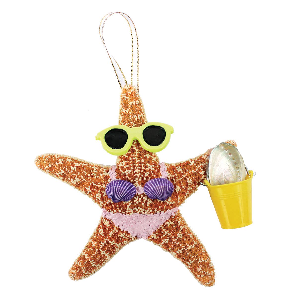 California Seashell Company - Wholesale Ornament - Beach Girl Bucket Sugar Starfish Ornament4