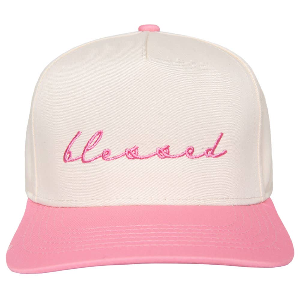 Katydid - Vente Casquette de camionneur – femme - Chapeau vintage bicolore en gros "Blessed" (cursive)8