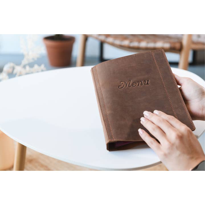 Inko Horeca Accessories - Wholesale Folders - Leather Menu Folder with Ring Binder Mechanism for a5 sheets