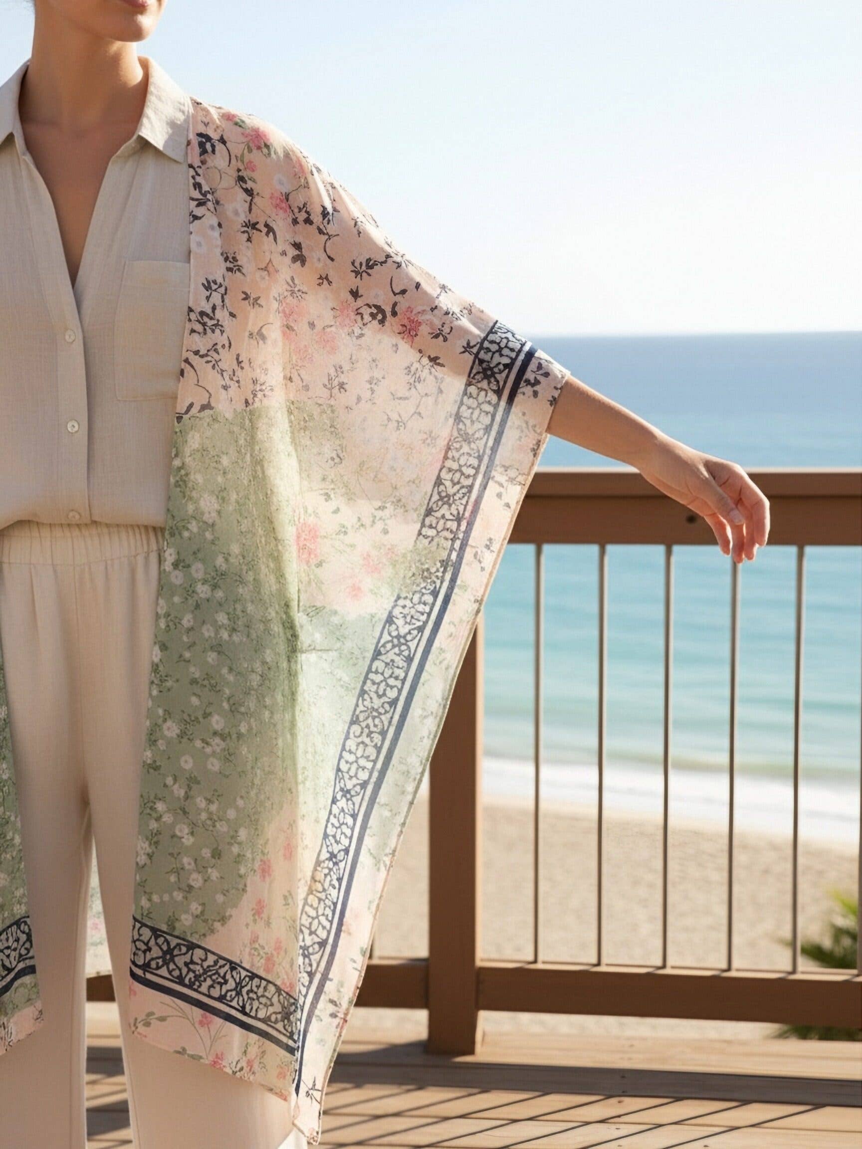 JC Sunny Fashion – wholesale Kimono – Women's – Pink-Aqua Daisy Patchwork Kimono7