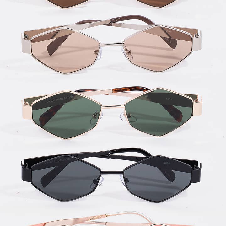 Geometric Thin Metal Frame Sunglasses Set for wholesale by Collections by Fame Accessories