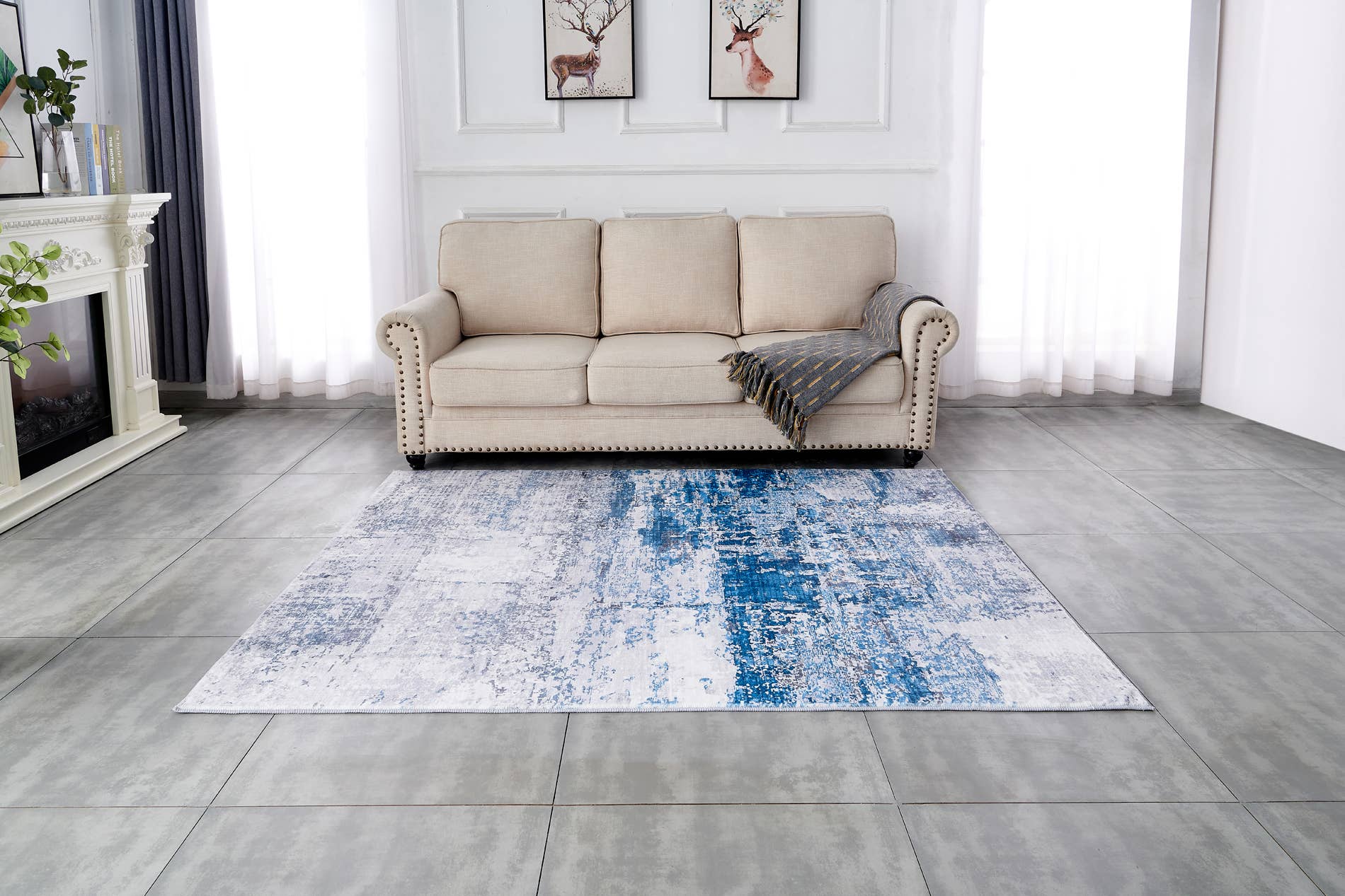 Amazing Rugs – Großhandel Teppichvorleger – Zara Abstract Design, maschinenwaschbar, Grau und Türkis7