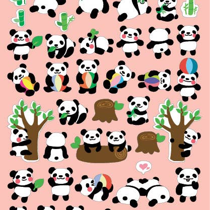 31328 Panda Puffy Stickers-12 for wholesale by BCmini