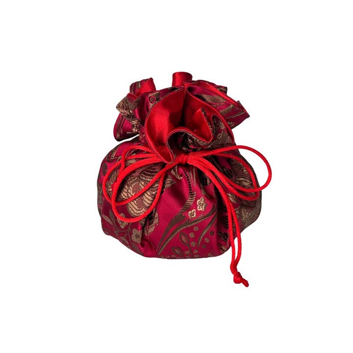 Cathayana - Wholesale Jewelry Box/Organizer - Peony Brocade Drawstring Jewelry Pouch2